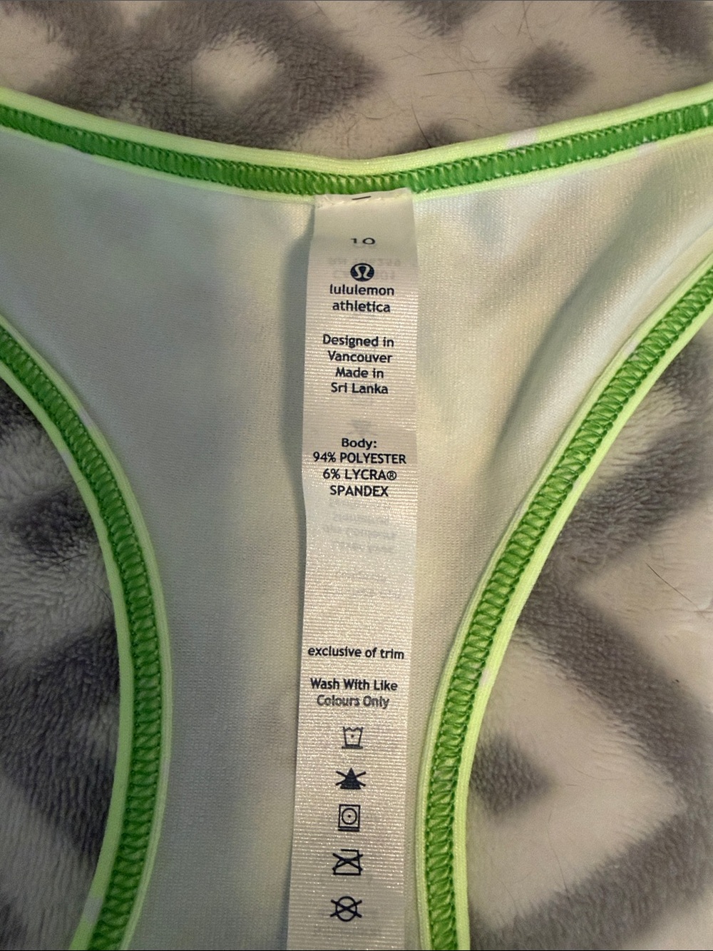 lululemon athletica White Bikini Brief with Lime Green Trim